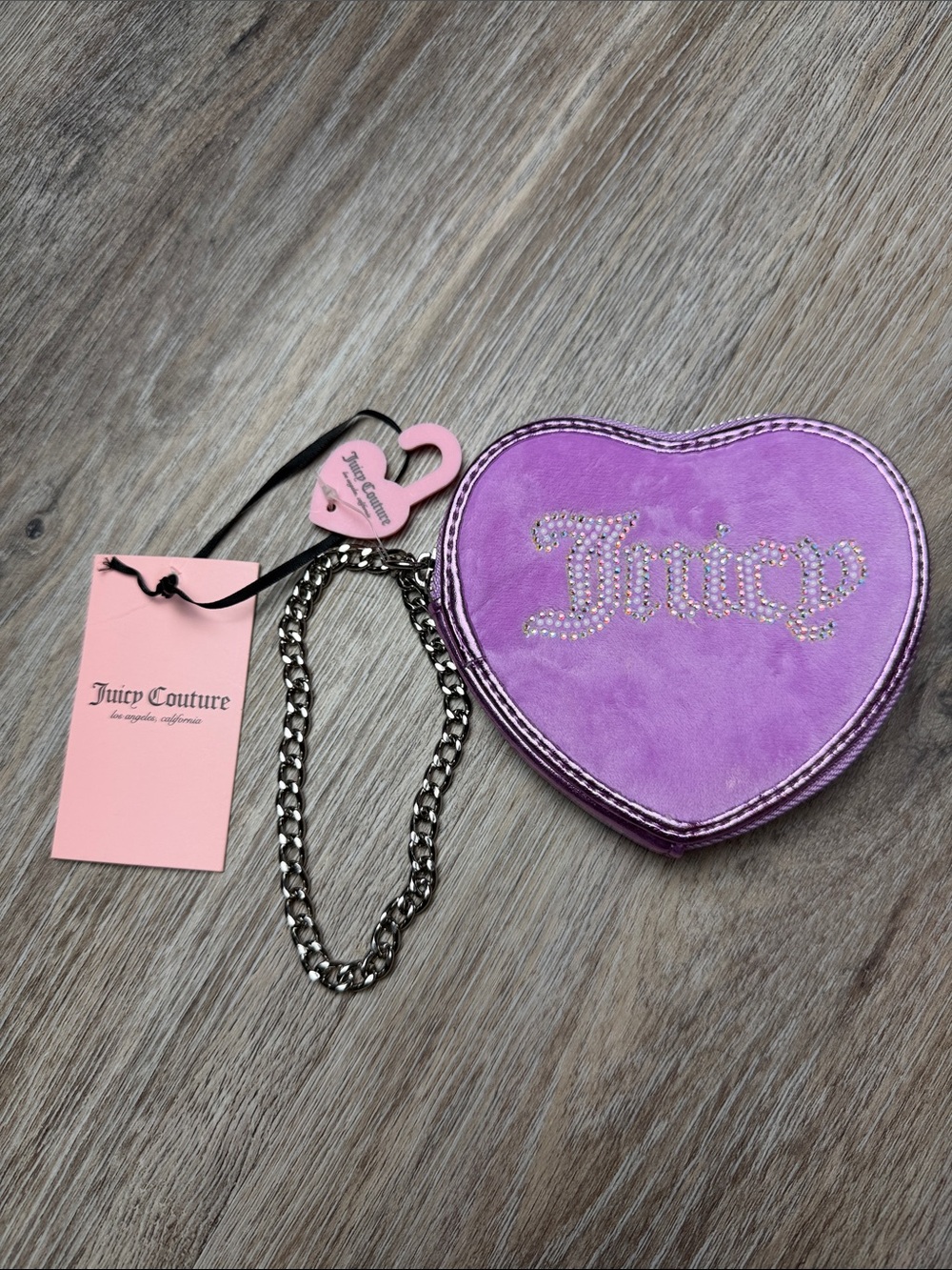 Juicy Couture Y2K Violet Heart Zip Around Coin Purse/Wallet/Wristlet